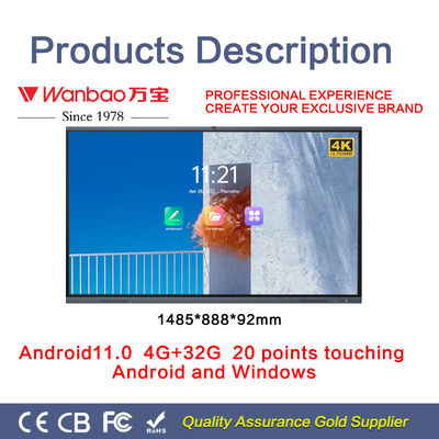 H10S 75&quot; moniteur à panneau plat interactif futé d'écran tactile de l'école 4K
